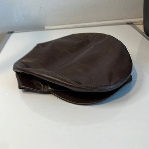Vintage United Hatters Brown Leather Flat Cap Large